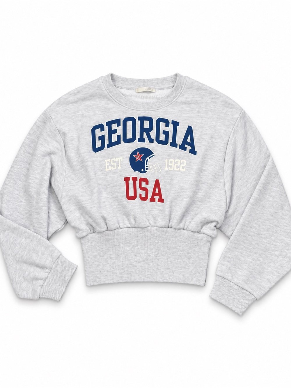 Georgia USA Cropped Crewneck Sweatshirt - Light Gray